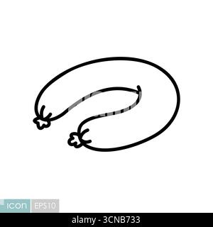 Una semplice icona vettoriale in bianco e nero di una salsiccia a forma di anello o bologna. Illustrazione Vettoriale