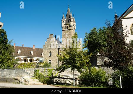 Torre del Castello di Rothschild con estensione in vetro a Waidhofen an der Ybbs, Austria Foto Stock