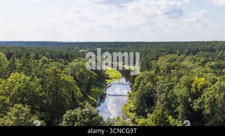 Forest Canopy Walkway presso il parco regionale di Anyksciai, Scenic Aerial View, Lituania Foto Stock