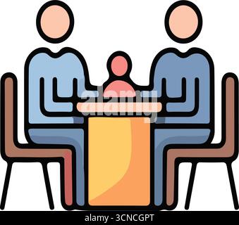 Illustrazioni delle icone delle riunioni di gruppo e delle discussioni di gruppo Illustrazione Vettoriale
