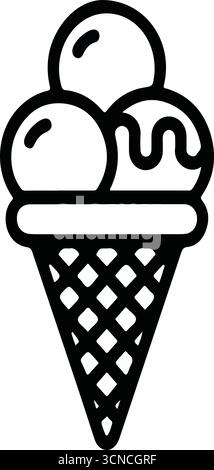 Illustrazioni del cono di gelato in bianco e nero Illustrazione Vettoriale