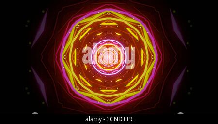 Colori brillanti e forme complesse si mescolano in un display straordinario, catturando l'attenzione dello spettatore con energia vibrante e bellezza simmetrica, Foto Stock