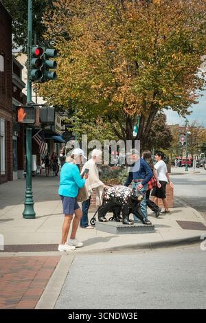 Hendersonville, North Carolina, centro storico e frutteto. Foto Stock