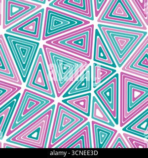 Sfondo mosaico. Grandi dimensioni dei triangoli. Triangoli interni ripetuti multipli. Stile multicolore. Modello ripetibile. Tessere vettoriali artistiche. Illustrazione Vettoriale