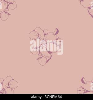 Elegante motivo floreale rosa blush con delicati fiori d'arte. Perfetto per branding, siti Web, articoli di cancelleria o design tessile. Illustrazione Vettoriale