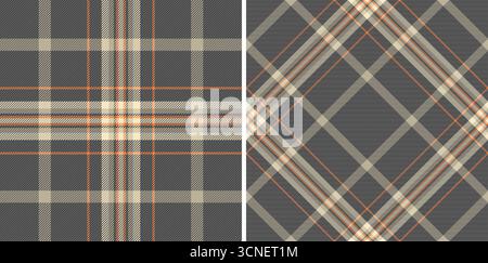 Tessuto con motivo a quadri vettoriali in tessuto di sfondo tartan senza cuciture. Impostato in colori terra. Eleganti opzioni di confezionamento per i regali. Illustrazione Vettoriale