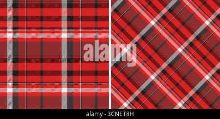 Fantasie tartan rosse festose. Una texture classica e audace, perfetta per la moda, gli sfondi o il design digitale. Per un'atmosfera calda, accogliente o di vacanza. Illustrazione Vettoriale
