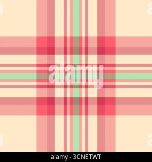 Texture cucita sfondo senza cuciture, popolare controllo tessile vettoriale. Motivo a quadri in tessuto NYC con tonalità rosso e mandorle sbiancate. Illustrazione Vettoriale