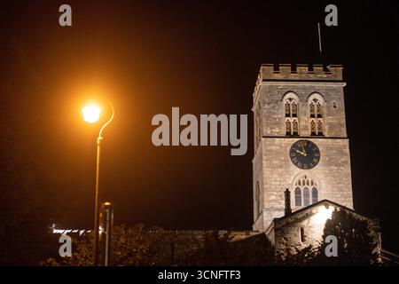 St Mary's Church, Thame, Oxfordshire di notte Foto Stock