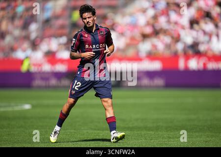 Girona, Spagna. 21 settembre 2025. Unai Vencedor di Levante UD durante la partita di la Liga 2025-2026, data 5 tra Girona FC e Levante Udo giocata allo Stadio Montilivi il 20 settembre 2025 a Girona, Spagna. (Foto di Bagu Blanco/PRESSIN) credito: PRESSINPHOTO SPORTS AGENCY/Alamy Live News Foto Stock
