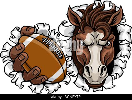 Horse Mustang Stallion Football Sports Team Mascot Illustrazione Vettoriale