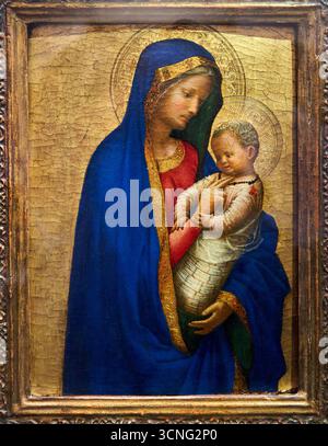 Madonna col bambino, 1426, Tempera su legno, Tommaso di ser Giovanni Cassai, detto MASACCIO, Galleria degli Uffizi, Galeria degli Uffizi, Firenze, Firenze, Tus Foto Stock