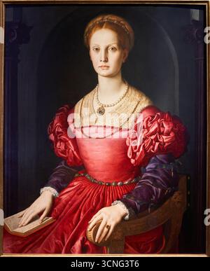 Ritratto di Lucrezia Panciatichi, 1541-1545, olio su tavola, Agnolo di Cosimo detto il BRONZINO, Galleria degli Uffizi, Galeria degli Uffizi, Firenze, Fi Foto Stock
