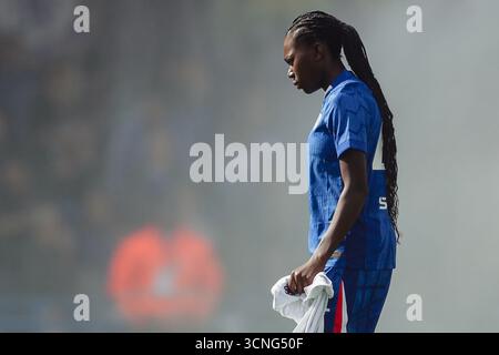 Londra, Regno Unito. 21 settembre 2025. Durante la partita di fa Womens Super League tra Chelsea e Leicester City a Kingsmeadow a Londra, Inghilterra. Credito: SPP Sport Press Photo. /Alamy Live News Foto Stock