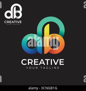 Modello di design con logo colorato Letter ab Gradient Illustrazione Vettoriale