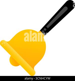 Campanello a mano, icona piatta Illustrazione Vettoriale