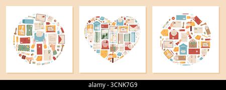 Icona a forma di coltello piatto Heart mail Illustrazione Vettoriale