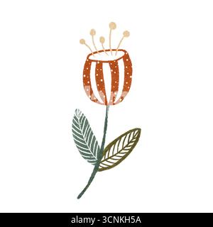 Un'illustrazione floreale vivace e moderna che presenta elementi e stili di design unici e artistici, elementi di clip art isolati disegnati a mano Foto Stock