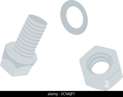 Vettore illustrazione bullone e dado. vettore icona dado/bullone. icona del gioco dei bulloni con dado meccanico Illustrazione Vettoriale