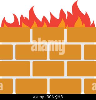 Icona del firewall. Illustrazione piana di firewall icona vettore per il web design Illustrazione Vettoriale
