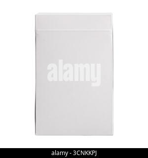 Vista posteriore della confezione vuota scatola di sigarette isolata su sfondo bianco Foto Stock