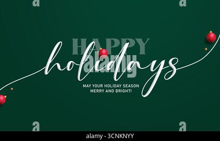 Natale buone feste calligrafia saluto clipart design. Buone feste tipografia testo clip art in verde sfondo semplice per il periodo natalizio Illustrazione Vettoriale