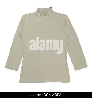 Dolcevita da donna color pistacchio con maniche a tre quarti, isolata su sfondo bianco, vista frontale Foto Stock