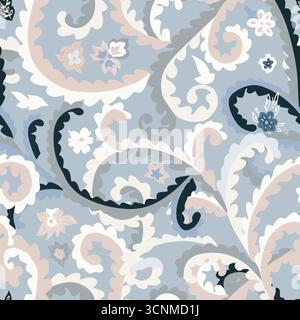 Motivo decorativo Paisley floreale senza cuciture Illustrazione Vettoriale