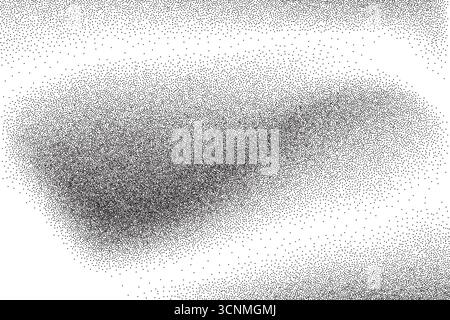 Sfumatura pattern punti onda di disturbo. Sfondo con grana stipata. Grunge texture astratta. Copertina mezzitoni in bianco e nero grunge. Gradazione punti. Illustrazione Vettoriale
