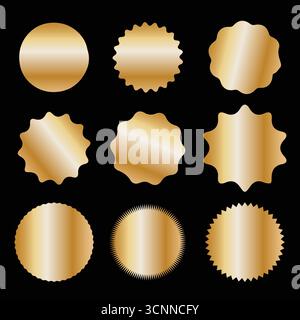 Set di barre pure Golden Gradient – Swatches Luxury Metallic Gold su sfondo nero Illustrazione Vettoriale