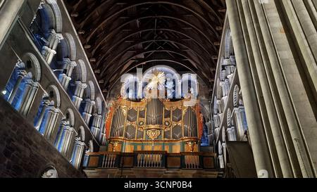 L'organo Steinmeyer, nella cattedrale di Nidaros, Trondheim, Trøndelag, Norvegia, è il principale organo cattedrale della cattedrale di Nidaros, è il monumentale Steinmeyer Foto Stock