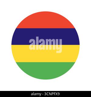 Icona della bandiera delle Mauritius. Bandiera nazionale delle Mauritius. Distintivo del cerchio della bandiera delle Mauritius. Sfondo della bandiera. Illustrazione Vettoriale