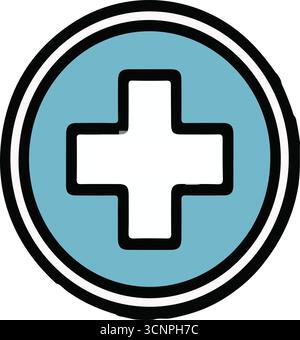 Illustrazioni dell'icona della croce medica in un cerchio blu Illustrazione Vettoriale