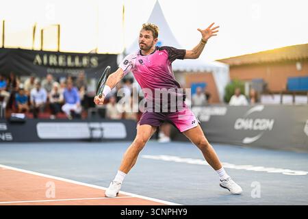 Parigi, Francia. 19 settembre 2025. Stanislas Stan Wawrinka durante il torneo di tennis ATP di Saint-Tropez Challenger il 19 settembre 2025 a Saint-Tropez, in Francia. Crediti: Victor Joly/Alamy Live News Foto Stock