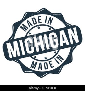 Stampato in gomma grunge Made in Michigan su bianco, illustrazione vettoriale Illustrazione Vettoriale
