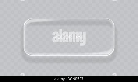 Cornice a bottone in vetro, sfondo trasparente. Vettore Illustrazione Vettoriale