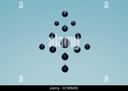 rendering in 3d di ornamenti natalizi luccicanti appesi a forma di albero Foto Stock