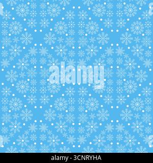Motivo senza cuciture di fiocchi di neve bianchi su sfondo blu. Illustrazione vettoriale Illustrazione Vettoriale
