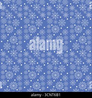 Motivo senza cuciture di fiocchi di neve bianchi su sfondo blu. Illustrazione vettoriale Illustrazione Vettoriale