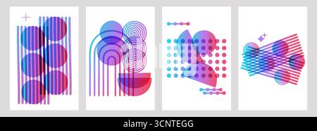 Geometrico astratto Design moderno una sfumatura di colore. Gradienti luminosi e multicolori tipografia alla moda per la stampa di poster copertina o volantini. Illustrazione vettoriale. Illustrazione Vettoriale