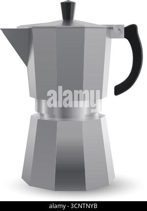 Macchina per il caffè geyser italiana a la moka su sfondo bianco. Immagine della caffettiera per preparare il caffè espresso Illustrazione Vettoriale