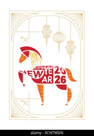 Design tipografico di Capodanno 2026 con abstract Illustrazione Vettoriale