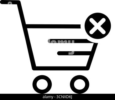 Carrello con l'icona del vettore della linea del segno incrociato Illustrazione Vettoriale