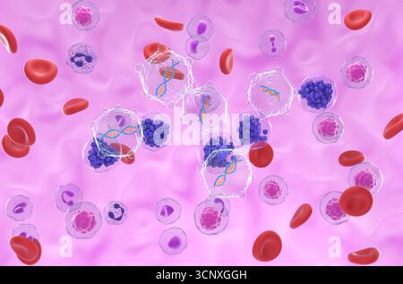Terapia genica nel linfoma diffuso a grandi cellule B (DLBCL) - Vista isometrica illustrazione 3d. Foto Stock