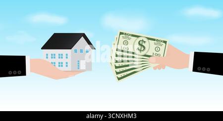 Proprietà immobiliare House. Risparmio per House. Concetto di mutuo o ipotecario. Illustrazione Vettoriale