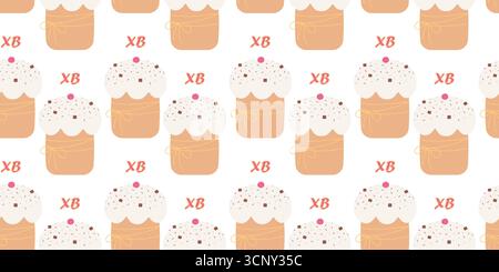 Torta di Pasqua con decorazioni a scaglie e caratteri XB senza cuciture formato banner con sfondo pasquale. Illustrazione vettoriale isolata messaggio di saluto pasquale invito carte a tema Stampa di sfondo o disegno digitale Illustrazione Vettoriale