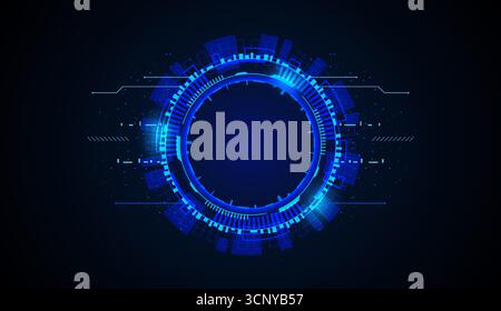 Futuristico cerchio digitale blu per design tecnologici innovativi Illustrazione Vettoriale