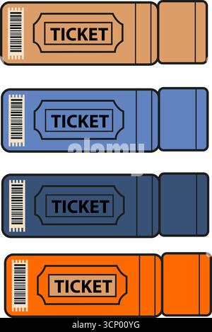 Quattro biglietti vettoriali colorati isolati Illustrazione Vettoriale