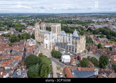 Veduta aerea di York Minster, Deangate, York, North Yorkshire, Inghilterra. Foto Stock