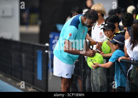 Tokyo, Giappone. 23 settembre 2025. L'indiano Rohan Boppanna durante la sessione di prove a Tokyo al Tokyo Open ATP500 2025. Credito: Ranjith Kumar/Alamy Live News Foto Stock